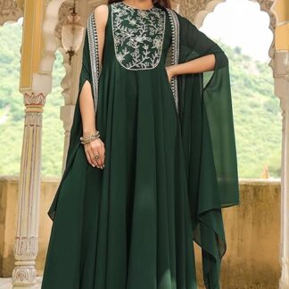 Grove Women's Georgette Anarkali Maxi Dress & Jacket